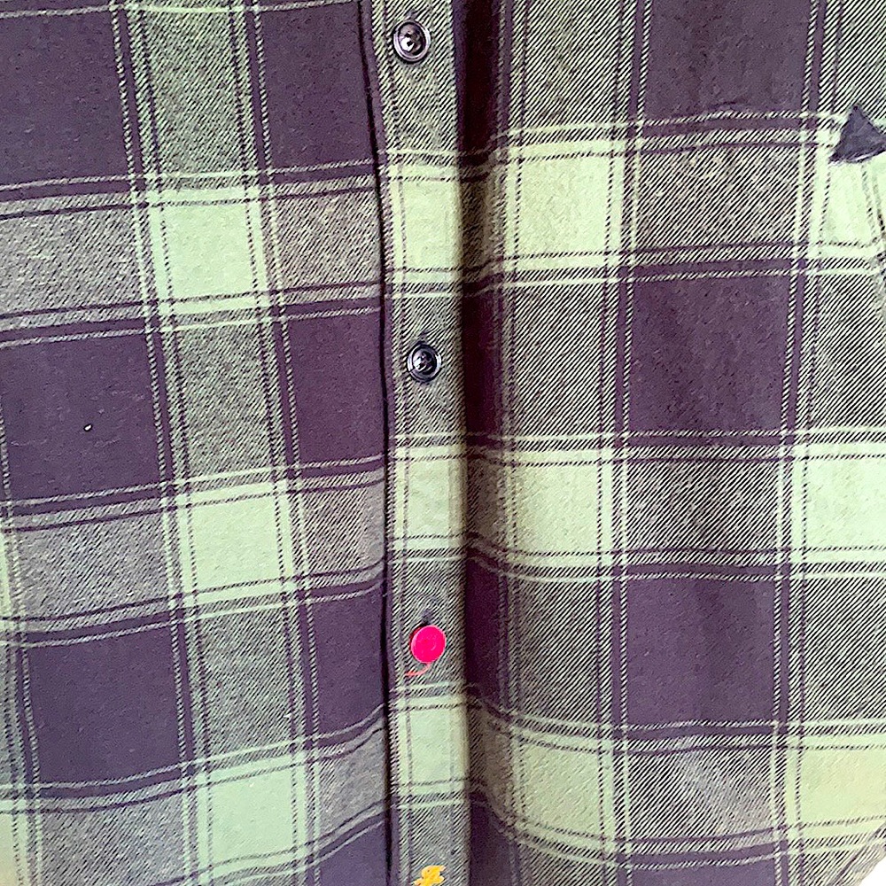 Green Checkered Flannel Button up - Picture 2 of 7